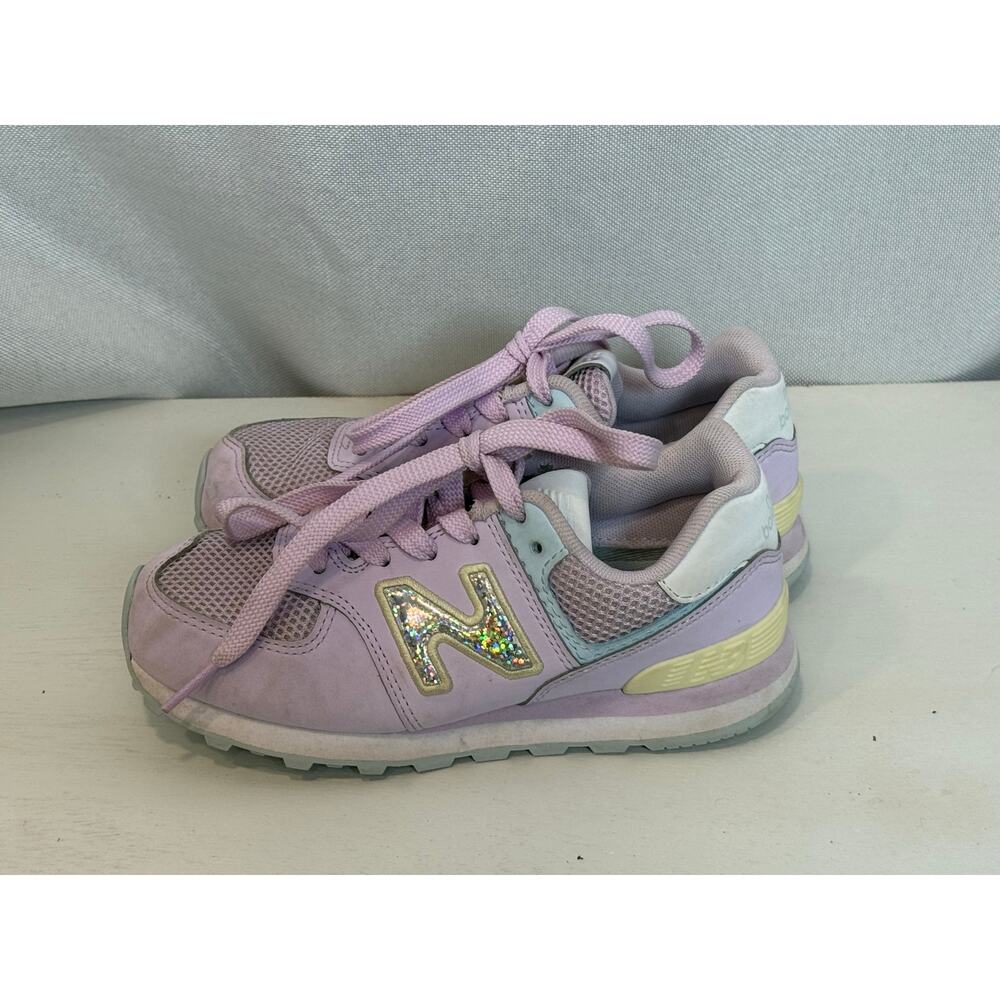 New Balance 574 Lavender Glitter Sneakers-Girl’s 13